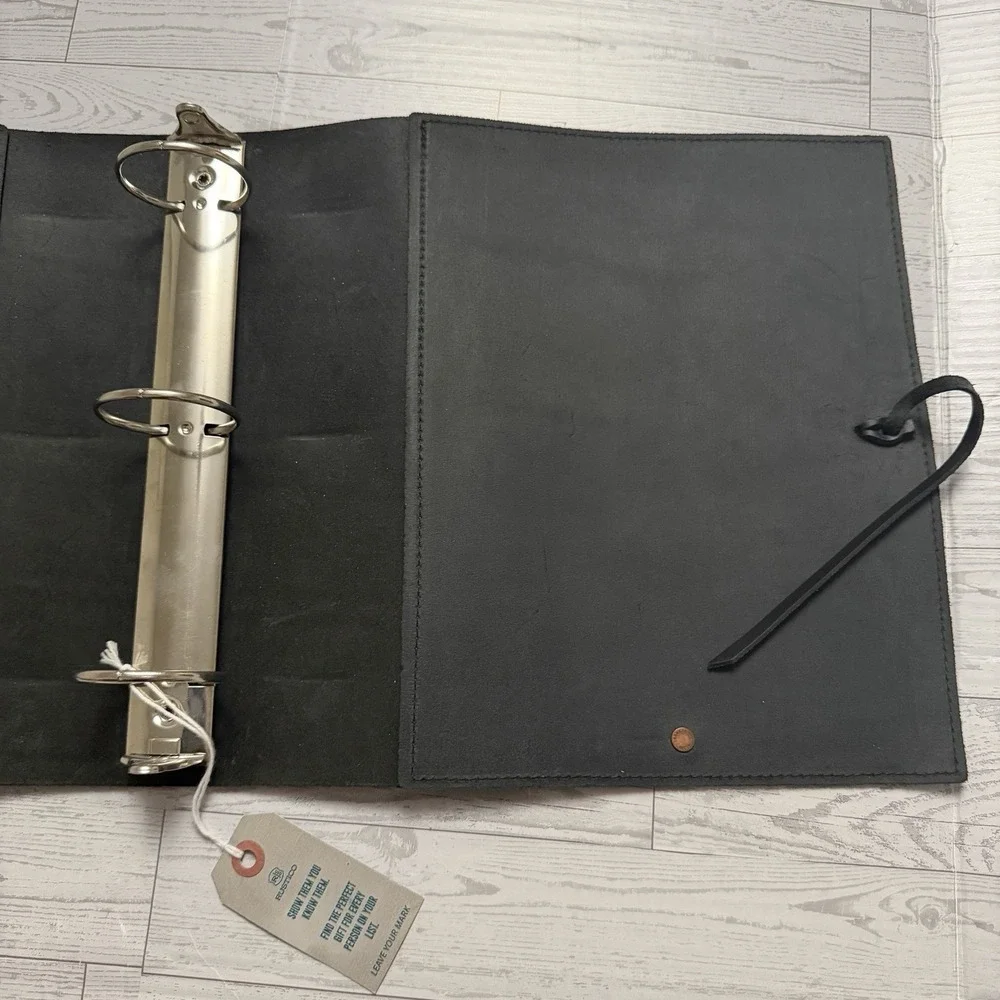 New with Tags - Rustico Black 100% Leather Soft Binder Journal 3-Ring